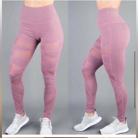 Buff Bunny Pink Anastasia Mauvelous Mesh Panal Side HiRise Activewear Leggings M - Picture 1 of 16